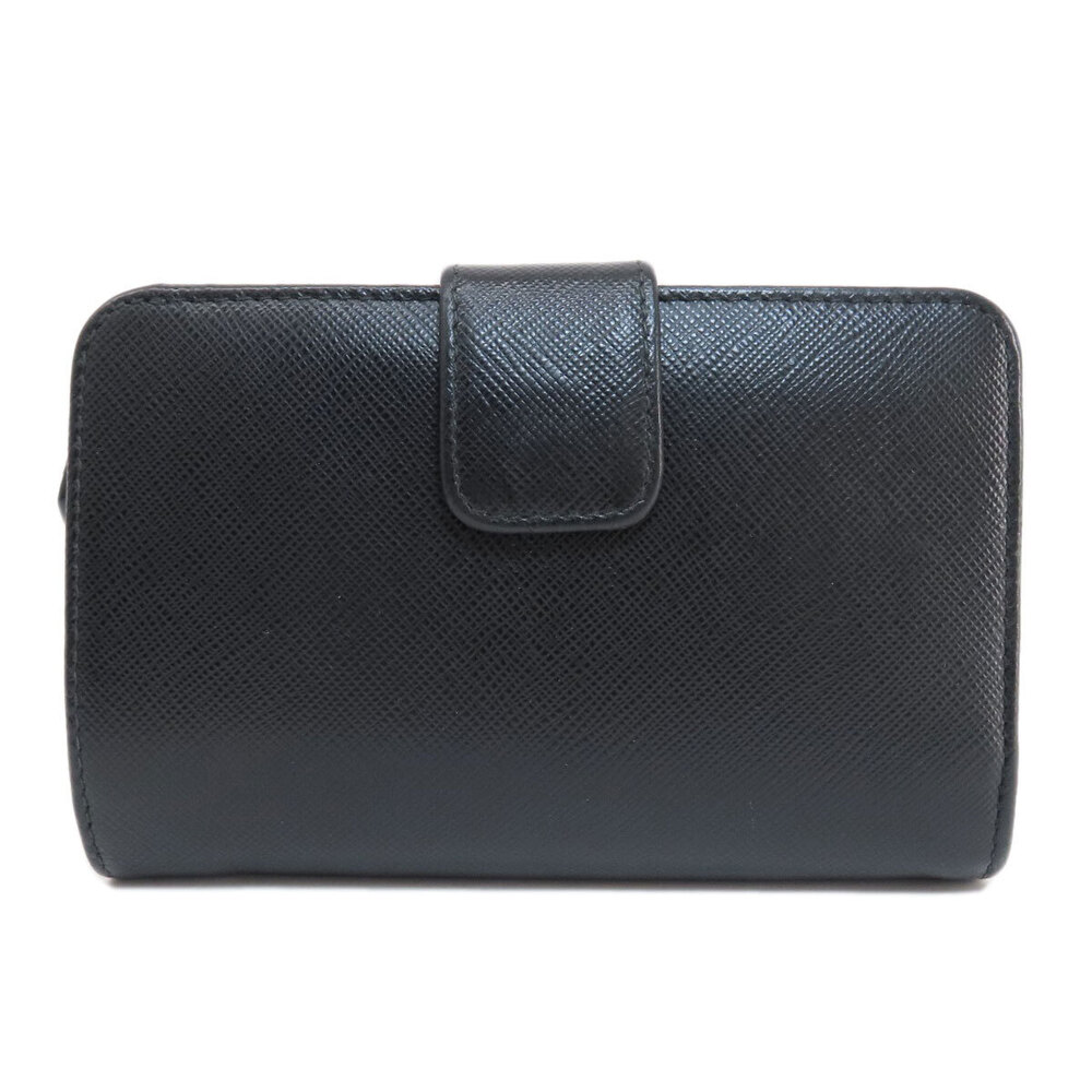 Prada Leather Saffiano fold Bi Wallet Black